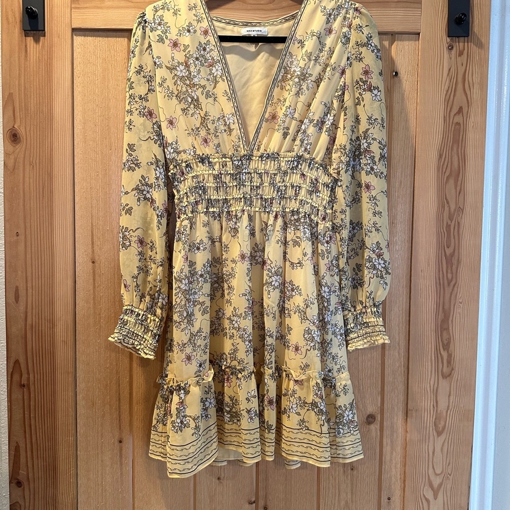 Floral Yellow V-Neck Women's Top